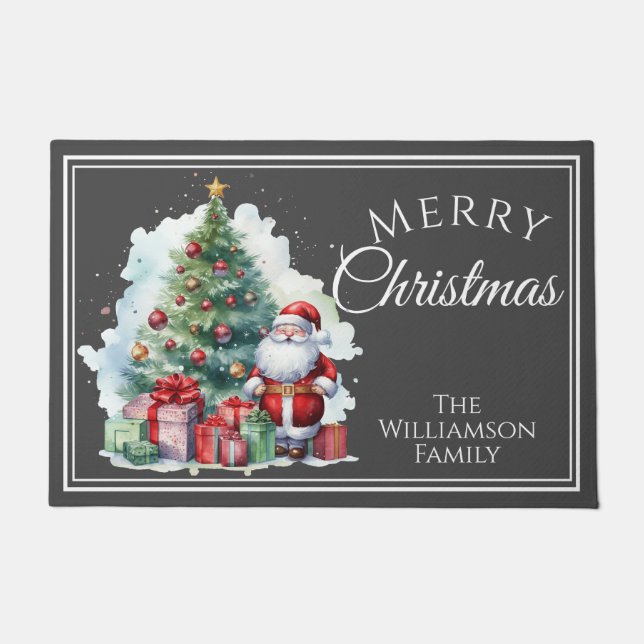 Tapete Feliz Natal Cinza do Papai Noel (Frente)