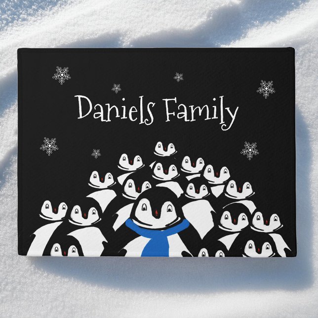 Tapete Feliz Natal da Família Penguin Personalizado (Criador carregado)