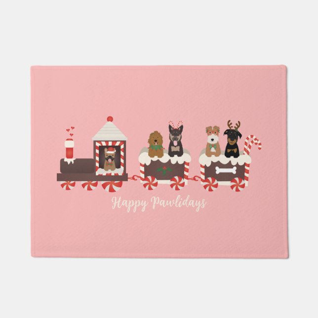 Tapete Feliz Natal de Cachorro Comboio (Frente)