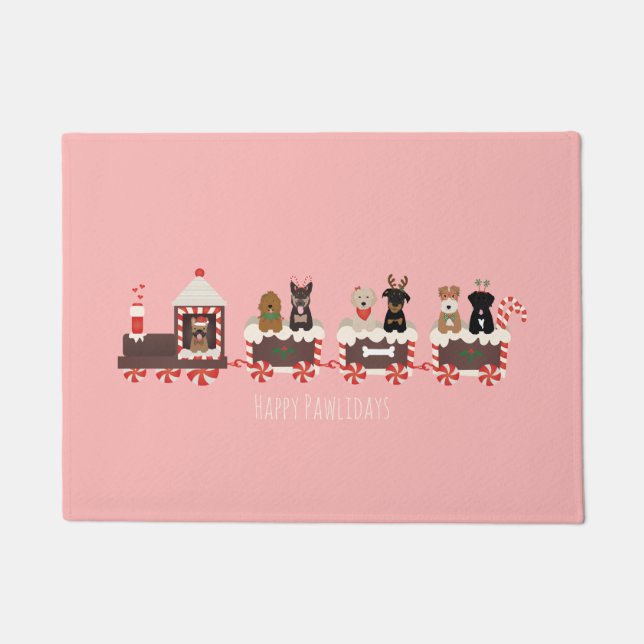 Tapete Feliz Natal de Cachorro Comboio (Frente)