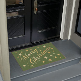 Tapete Feliz Natal Elegante, Script Dourado Stars Green