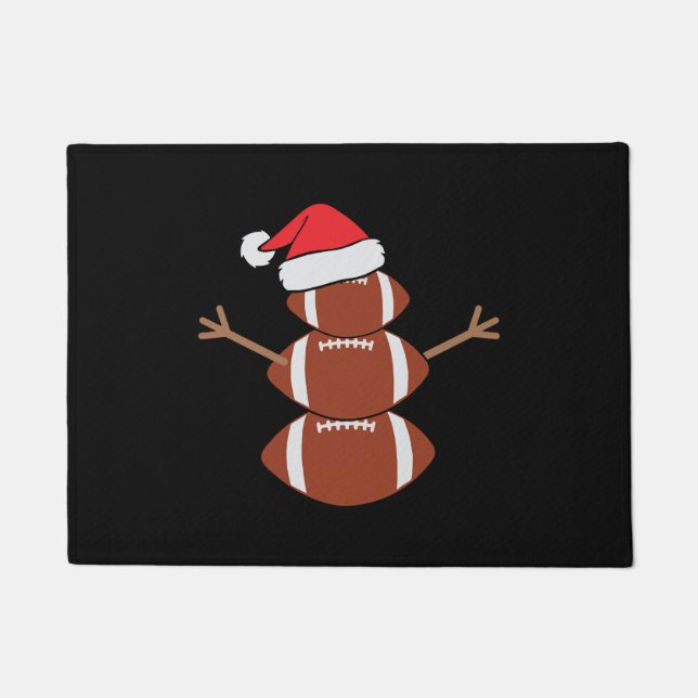 Tapete Feliz Natal Futebol Snowman Santa Hat Engraçado (Frente)