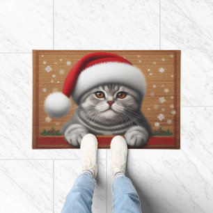 Tapete Feliz Natal Gato Dourado Escocês, Papais noeis Xma