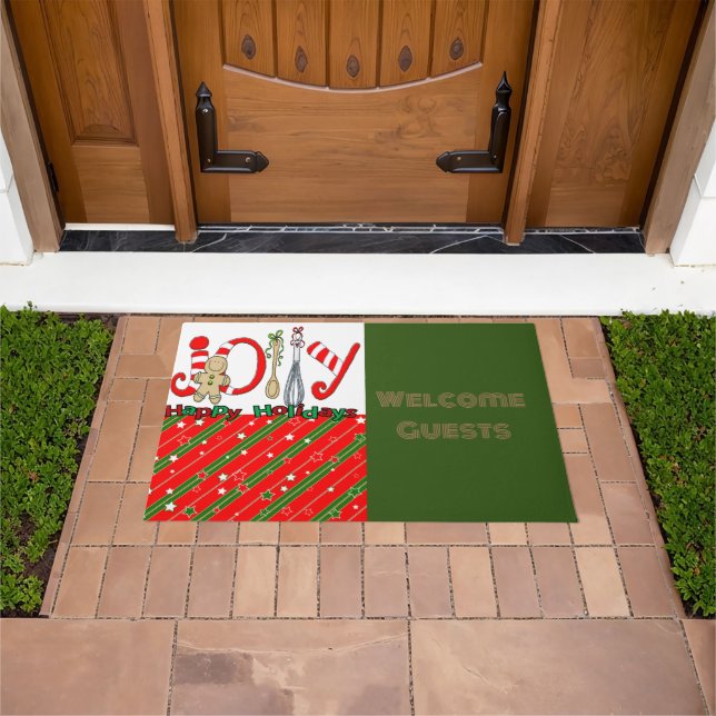 Tapete Feliz Natal Gingerman Green Matt Doormat (Ar livre)