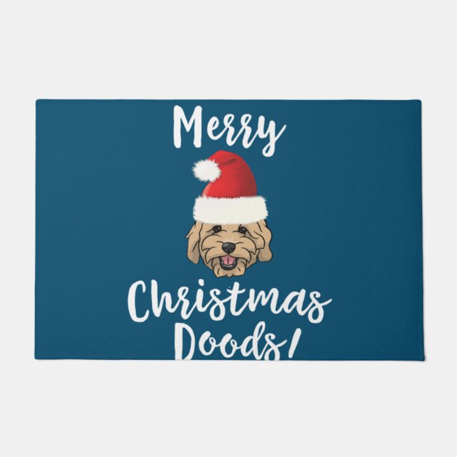 Tapete Feliz Natal Goldendoodle Doodle Engraçado Ouro Doo (Frente)