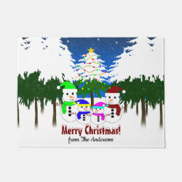 Tapete Feliz Natal! Matriz de Portas da Família Snowman