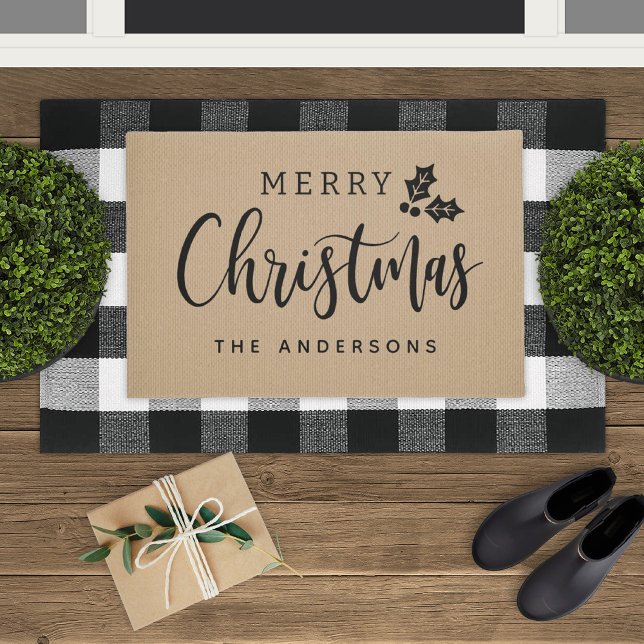 Tapete Feliz Natal Nome da Família em Script Rústico Marr (Criador carregado)