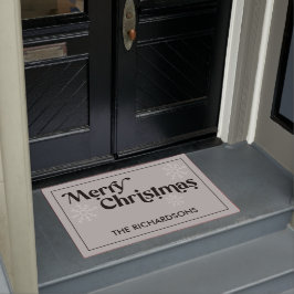 Tapete Feliz Natal Nome da Família Snowflakes Cinza