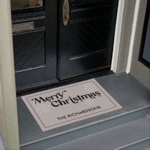 Tapete Feliz Natal Nome da Família Snowflakes Cinza