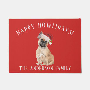 Tapete Feliz Natal para o Cachorro Francês Feliz