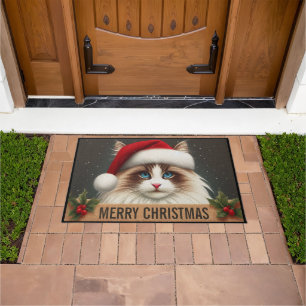 Tapete Feliz Natal Ragdoll Cat, Papais noeis Xmas Ragdoll