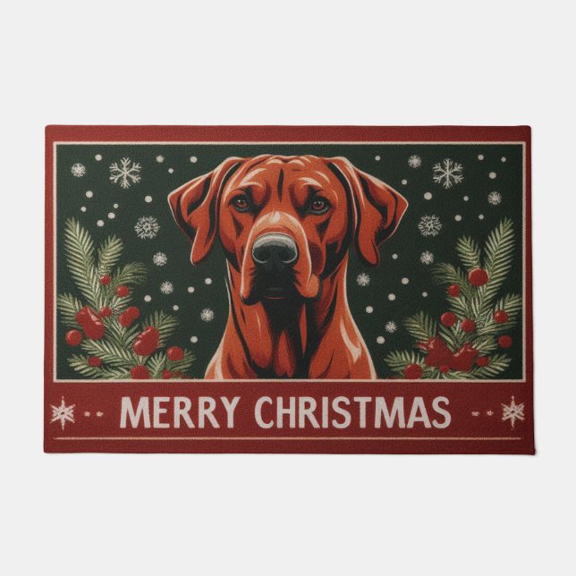 Tapete Feliz Natal Ridgeback Dog Santa Hat (Frente)