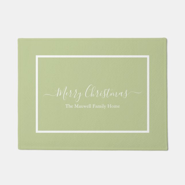 Tapete Feliz Natal Sage Green Family name Doormat (Frente)