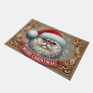Tapete Feliz Natal Selkirk Rex Cat, Gatinho de Papais noe