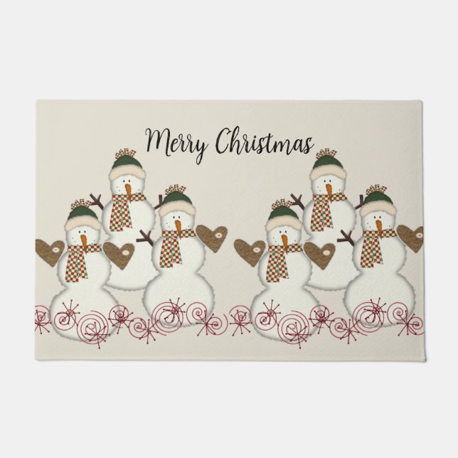 Tapete Feliz Natal Snowman Matt Doormat (Frente)