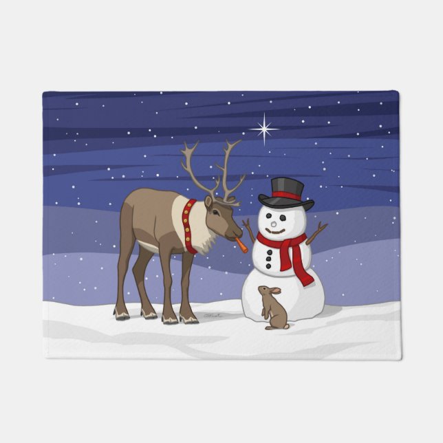 Tapete Feliz Natal Snowman & Swete Reindeer (Frente)