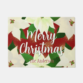 Tapete Feliz Natal White Poinsettia Doormat