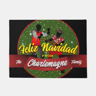 Tapete Feliz Navidad com Paranderos e NOME DA FAMÍLIA