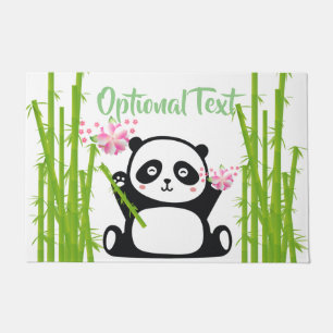 Tapete Feliz Panda com Bambu e Flor de Cereja  