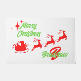 Tapete Feliz Papai noel de Natal Sleigh White Doormat