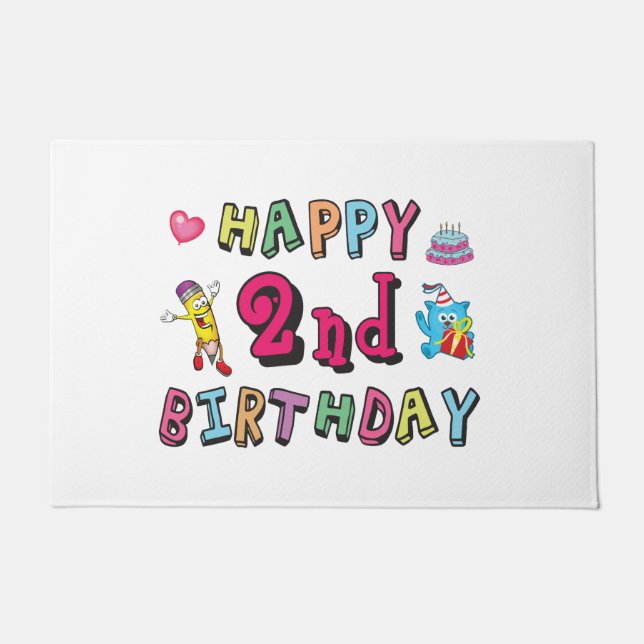 Tapete Feliz segundo aniversário. 2 anos por dia. (Frente)