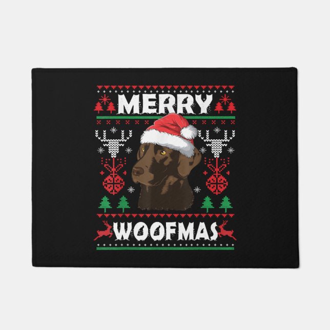 Tapete Feliz Woofmas Chocolate de Natal Labrador (Frente)