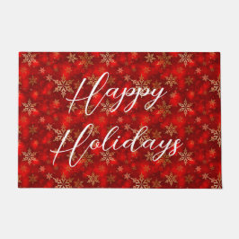 Tapete Felizes feriados com flocos de neve Dourados