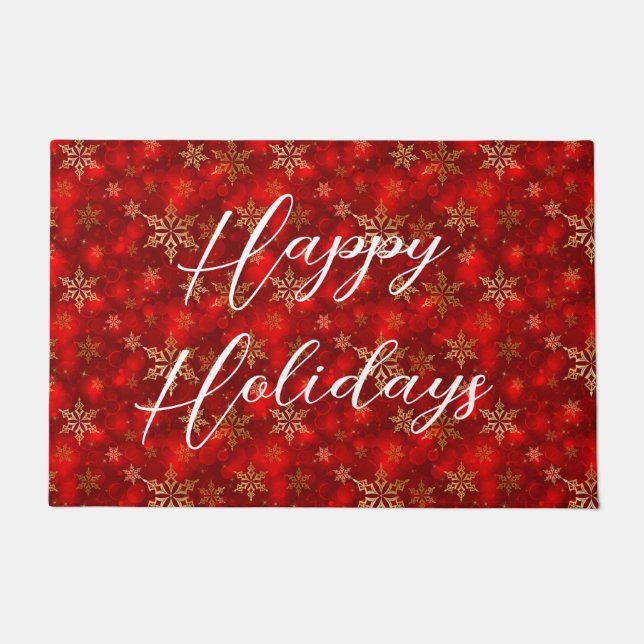 Tapete Felizes feriados com flocos de neve Dourados (Frente)