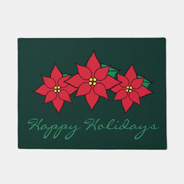 Tapete Felizes Feriados Poinsettia Doormat (Frente)