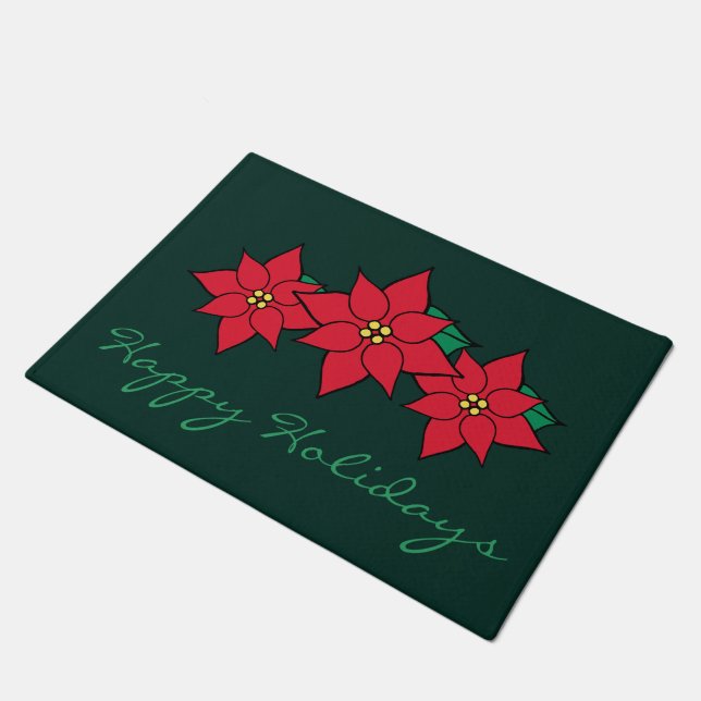 Tapete Felizes Feriados Poinsettia Doormat (Inclinado)