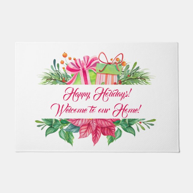 Tapete Felizes Férias dos Elementos do Natal (Frente)