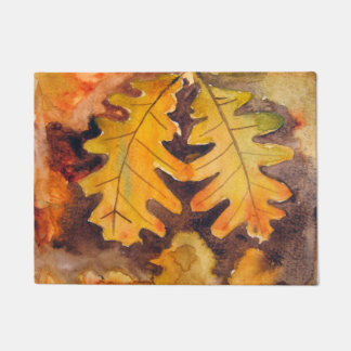 Tapete Felpudo con acuarela de hojas otoñales