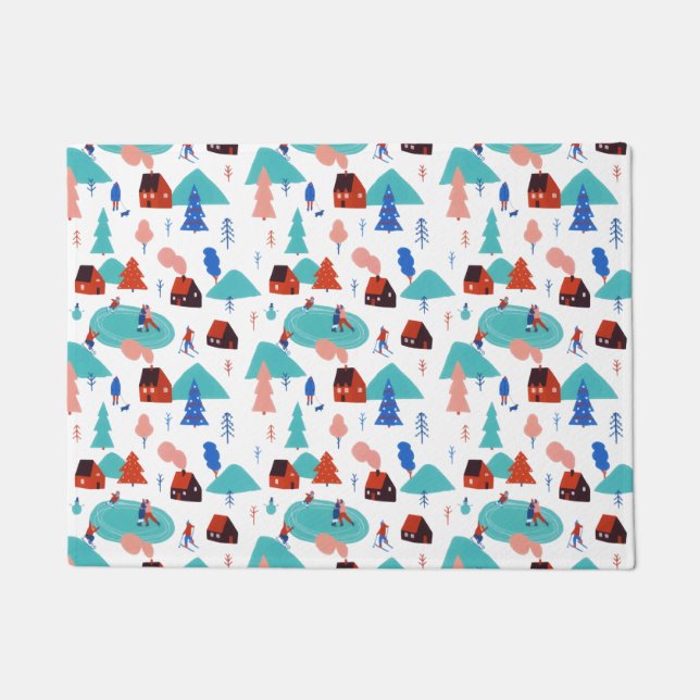 Tapete Feriado de inverno festivo de neve azul (Frente)