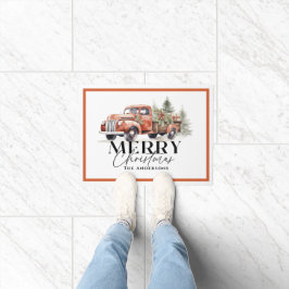 Tapete Feriado de Natal de Caminhão Vermelho Vintage