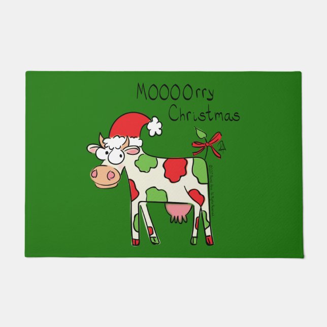 Tapete Feriado de Natal do Cartoon Engraçado de Vaca (Frente)