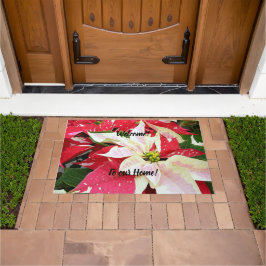 Tapete Feriado de Poinsettia Vermelha e Branca