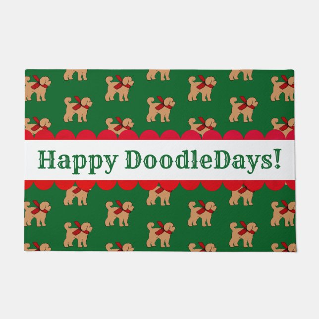 Tapete Feriado Vermelho Verde Cachorro Festivo Personaliz (Frente)