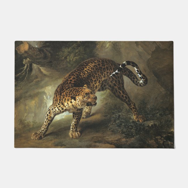 Tapete Ferocious Wild Leopard (por Jean-Baptiste Oudry) (Frente)