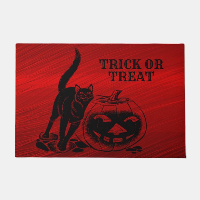 Tapete Festa de Halloween Mau Black Cat Pumpkin Red Scary (Frente)