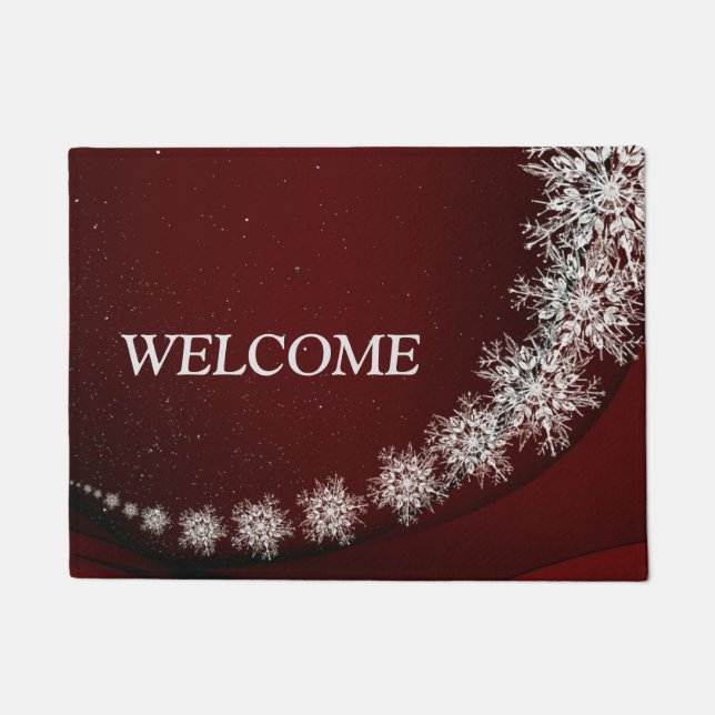 Tapete Festa de Natal Crystal Snowflakes Red Rustic (Frente)
