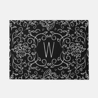 Tapete Filigrana preto e branco do giz do monograma