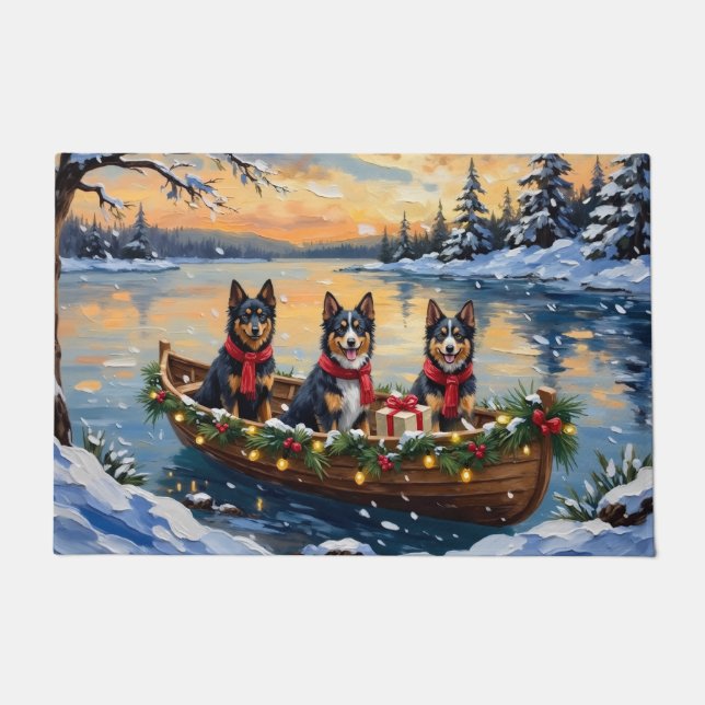 Tapete Finnish Lapphund Christmas Boat Holiday (Frente)
