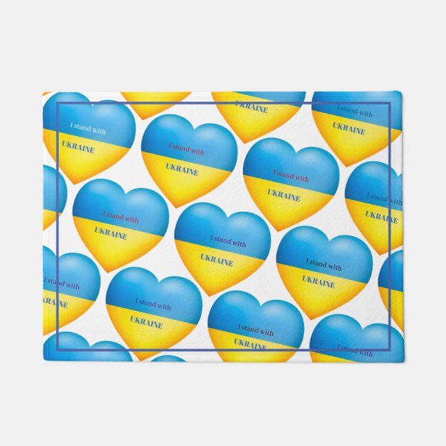 Tapete Fique de pé com o amarelo azul da Ucrânia (Frente)