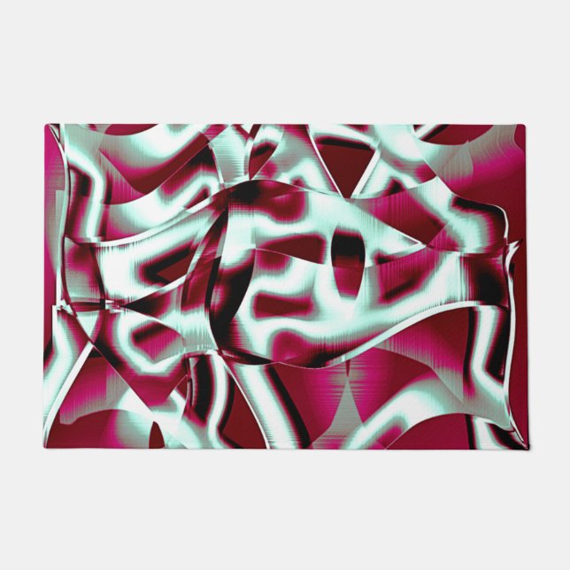 Tapete Fita curvada sobreposta em vinho a cromado (Frente)