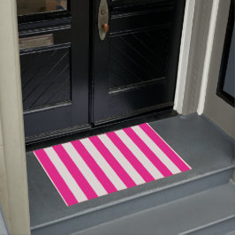 Tapete Fitas Verticais Espessas Rosa Profundo E Branco La