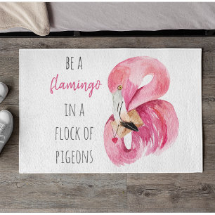 Tapete Flamingo, Cor de Água Rosa Moderna, Com Citação