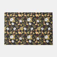 Flamingo seamless pattern yellow and white flowers