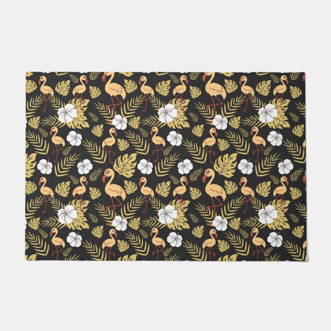 Tapete Flamingo seamless pattern yellow and white flowers (Frente)