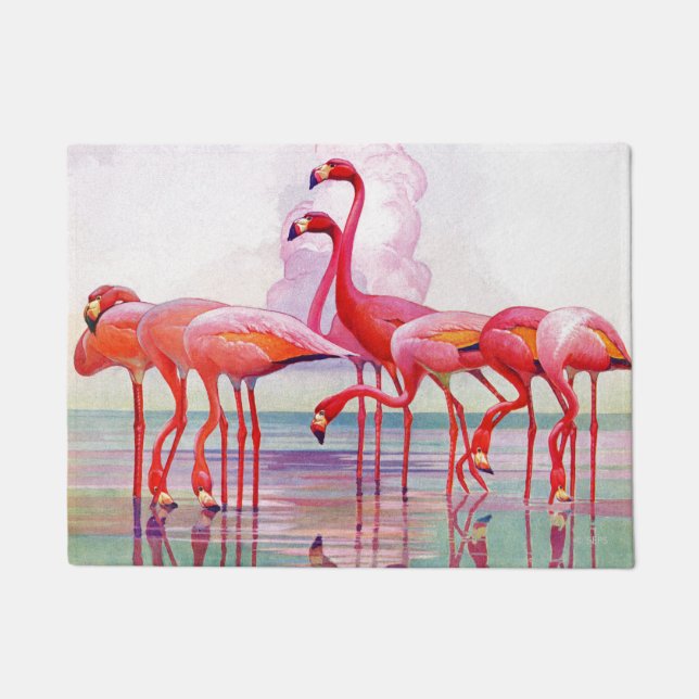 Tapete Flamingos cor-de-rosa por Francis Lee Jaques (Frente)