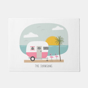 Tapete Flamingos, praias de camper rosa, de Vintage